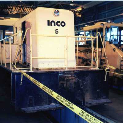 Photograph, INCO Locomotive 5 in shop.