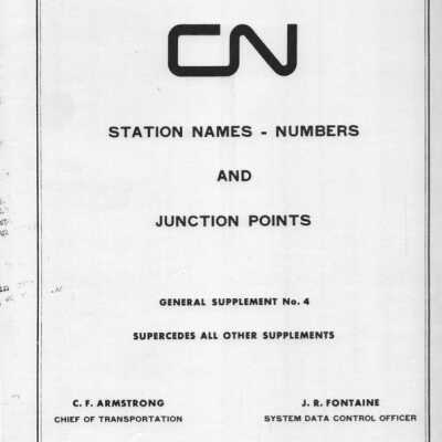 CN, Station Names Numbers and Junction Points, General Supplement No 4