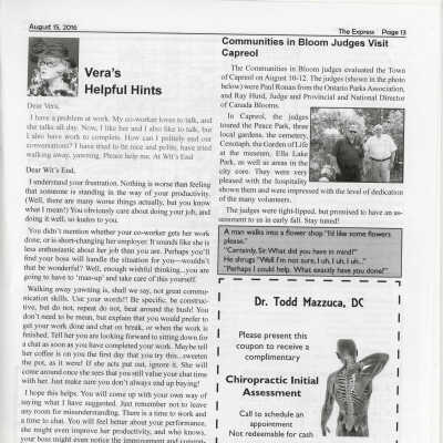 The Express Vol 1 Iss 7 "Communities in Bloom Judges Visit Capreol"