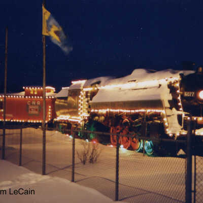 Photograph - Locomotive 6077 decorated with Christmas lights