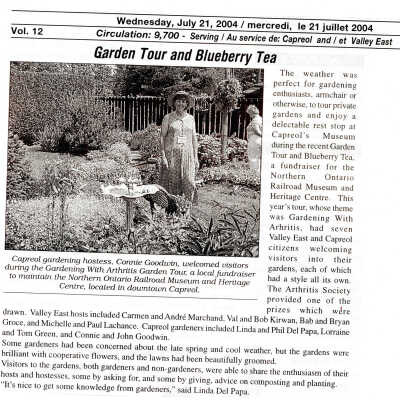 "Garden Tour and Blueberry Tea" in The Vision, July 21, 2004