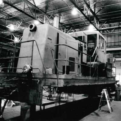 Photograph, INCO Locomotive in shops.