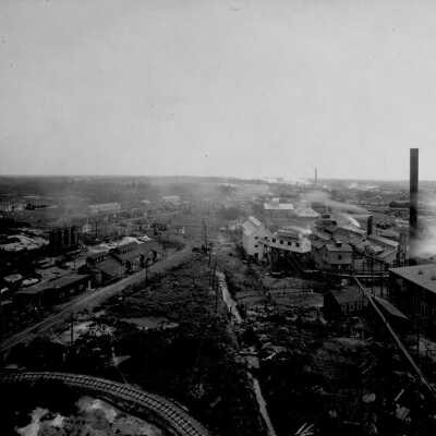 Photograph, Bird's eye view of portion of Canadian Explosives Limited, Nobel, Ontario.