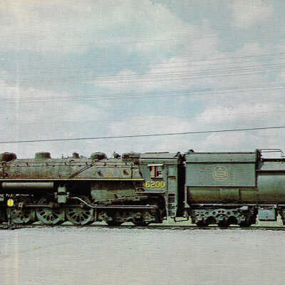 Canadian National Postcard showing Steam Engine #6200 at the National Museum of Science and Technology