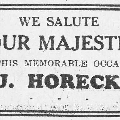 Newspaper Advertisement, J. Horeck.