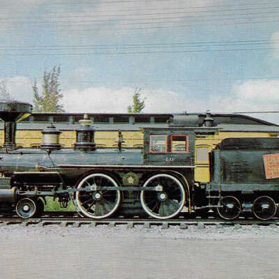 Canadian National Postcard showing Woodburner Engine #40 at the National Museum of Science and Technology