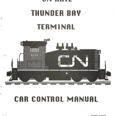 CN Thunder Bay Terminal, Car Control Manual, September 1996
