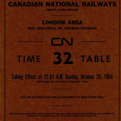 Timetable, London Area 32 October 25, 1964.