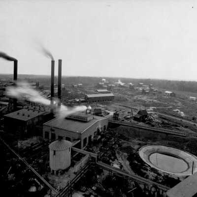 Photograph, Bird's eye view of portion of Canadian Explosives Ltd., Nobel Ontario.