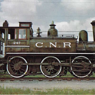 Canadian National Postcard showing Steam Yard Engine #247 at the National Museum of Science and Technology