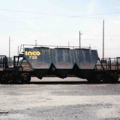Photograph, INCO Ore Cars 738 and 765, June 24, 2000.