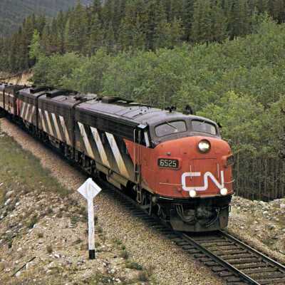 Vanishing Vistas flashcard - Super Continental eastbound, West of Jasper, Alberta near Mt. Fitzwilliam, British Columbia