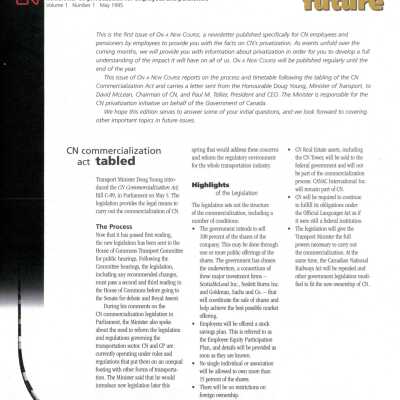 Document, CN Newsletter on Privatization Volume 1 Number 1 May 1995.