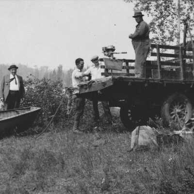 Photograph, Boat trip to Gomak Mine, Gogama, Ontario.