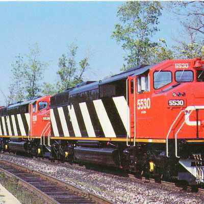 Photograph, Postcard, CNR SD60F Engines 5530, 5538 and 5537, Washago, Ontario October 1st 1989.