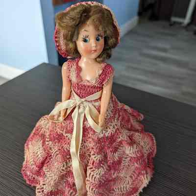 Doll with Crochet Hat and Dress