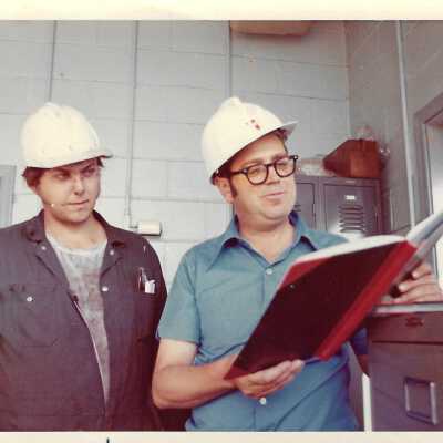 Photograph - depot Harbour - Brian Stewart on left