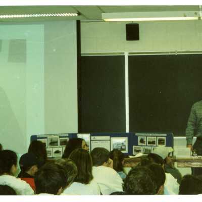 Oran Hayes presenting at the Laurentian University Heritage Fair, 10 May 2002