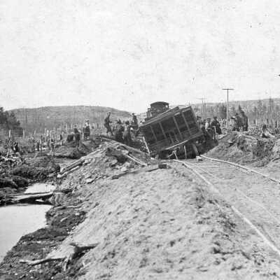 Workers Outside of the Garson Mine
