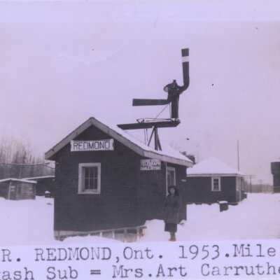 Photograph, CNR Station at Redmond, Ontario, 1953.