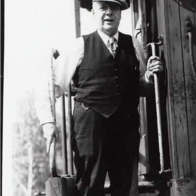 Photograph- Addie Sweezey on Caboose