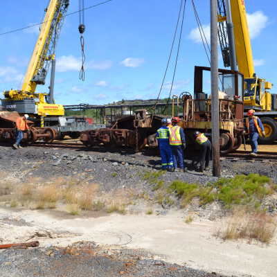 Photograph, NORMHC, Hot Metal Car move from INCO to Prescott Park.
