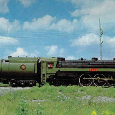 Canadian National Postcard showing Hudson Type Steam Engine #5700 at the National Museum of Science and Technology
