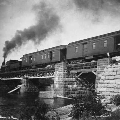 Photograph, Canadian Pacific Railway Passenger Train crossing Mississippi River Bridge at Carleton Place, Ontario.