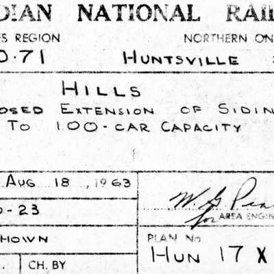 Canadian National: Plan for Proposed Extension of Siding to 100-Car Capacity at Hills