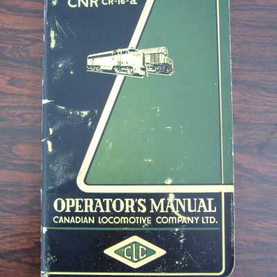 CNR Operator's Manual, Canadian Locomotive Company