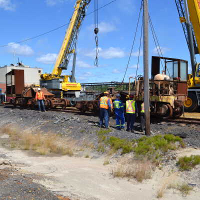 Photograph, NORMHC, Hot Metal Car move from INCO to Prescott Park.