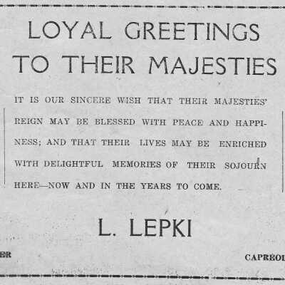 Newspaper Advertisement, L. Lepki Grocer.