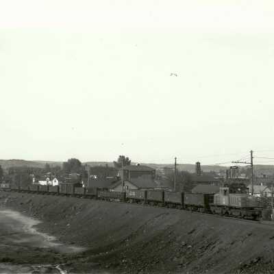 Photograph, INCO Electric Engines 112 & 113, Slag on Hill.