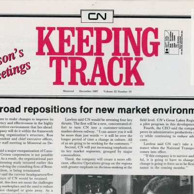 CN Keeping Track Magazine, December 1987, Volume 22, Number 10