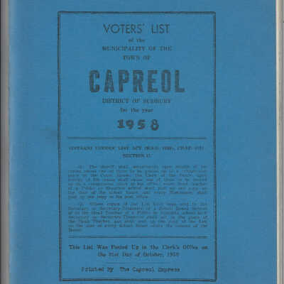 Town of Capreol Voters' List, 1958