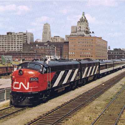 Vanishing Vistas flashcard - CN Super Continental westbound, on display at Toronto
