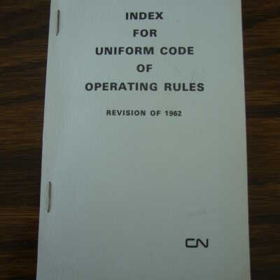 Index for Uniform Code of Operating Rules