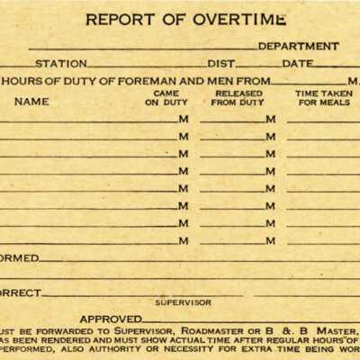 Document, CN Report of Overtime, Blank.