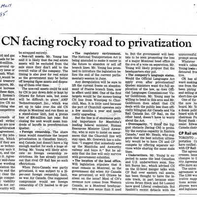 Document, CN Facing Rocky Road to Privatization.