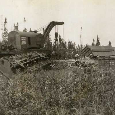 Photograph, Canadian Pacific Derailment with Railway Crane.