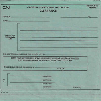 Canadian National: Clearance Form