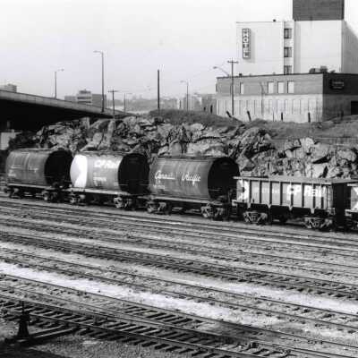 Photograph, Canadian Pacific Rolling Stock near Senator Motel, May 18, 1975, Photo by Gordon Jomini.