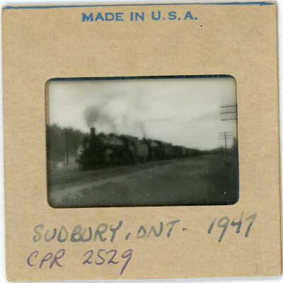 Negative slide of CPR 2529 in Sudbury ON, 1947