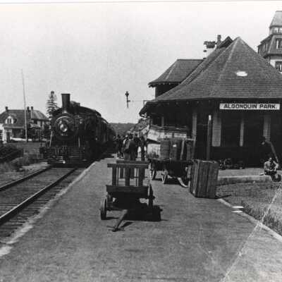 Photograph, CNR Station at Algonquin Park, Highland Inn.