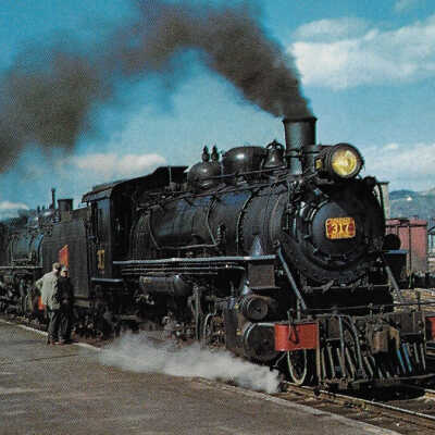 Canadian National Postcard showing Steam Engine #317 departing St. John’s Newfoundland, 1956