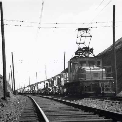 Photograph, INCO Locomotive 111, Hauling Slag Cars.