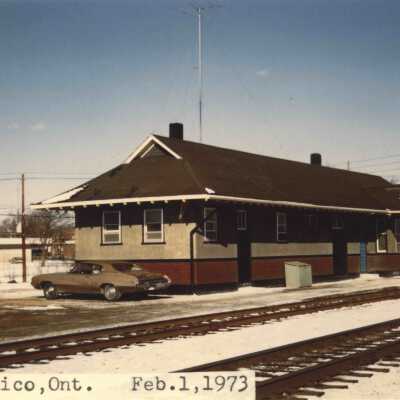 Photograph, CNR Station at Mimico, Etobicoke, Ontario. Located at the intersection of Royal York Road and Judson Street. February 1st, 1973.