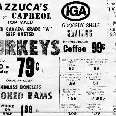 Newspaper Advertisement, Mazzuca's IGA, Capreol.