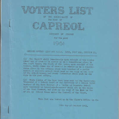 Town of Capreol Voters' List, 1961