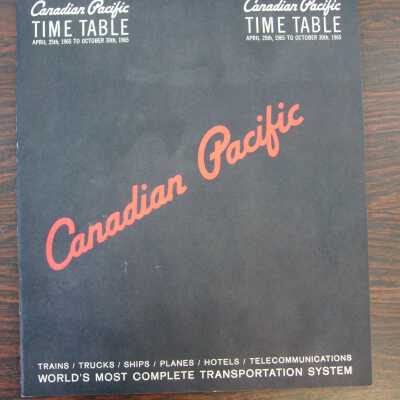 Canadian Pacific Time Table April 25th, 1965 to October 30th, 1965
